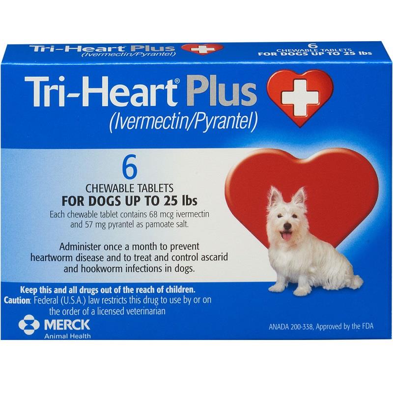 Tri-Heart Plus for Dogs up to 25 lbs, 6 Pack (Blue)