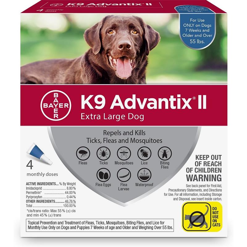 K9 Advantix II for Dogs over 55 lbs, 4 Pack (Blue)