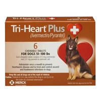 Tri-Heart Plus for Dogs 51-100 lbs, Brown 6 Pack