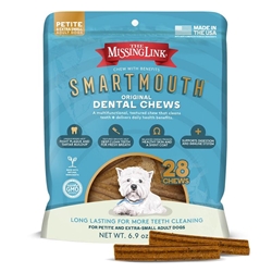The Missing Link Smartmouth Original Dental Chews for Petite/Extra Small Dogs 5-15 lbs, 28 Ct.