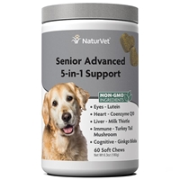 NaturVet Senior Advanced 5-in-1 Support Soft Chews for Dogs, 60 ct