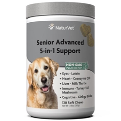 NaturVet Senior Advanced 5-in-1 Support Soft Chews for Dogs, 120 ct