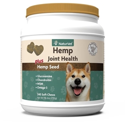 NaturVet Hemp Joint Health Plus Hemp Seed Soft Chews for Dogs, 240 Ct.