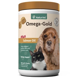 NaturVet Omega Gold Plus Salmon Oil Soft Chews, 180 Ct