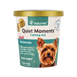 NaturVet Quiet Moments Calming Aid Plus Melatonin Soft Chews for Dogs, 70 Ct