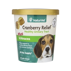 NaturVet Cranberry Relief Healthy Urinary Tract Plus Echinacea Soft Chews for Dogs, 60 Ct.