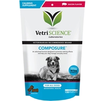 VetriScience Composure Calming Supplement for Dogs, 120 Bite-Sized Chews Bacon Flavor