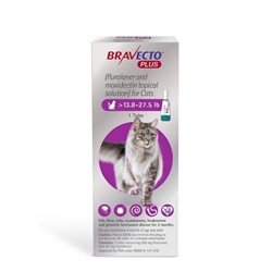 Bravecto Plus Topical Solution for Cats 13.8-27.5 lbs (Fluralaner 500 mg/Moxidectin 25 mg) Purple