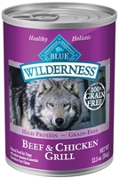 Blue Buffalo BLUE Wilderness Wet Dog Food, Beef & Chicken Grill, 12.5 oz, 12 Pack