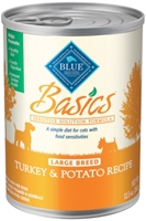 Blue Buffalo Wet Dog Food Basics Large Breed Recipe, Turkey & Potato, 12.5 oz, 12 pack