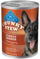 Blue Buffalo Wet Large Breed Dog Food Chunky Stew, Turkey Dinner, 12.5 oz, 12 Pack