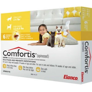 Comfortis for Cats 2-4 lbs & Dogs 3.3-4.9 lbs, 12 Pack (Yellow)