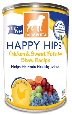 Dogswell Happy Hips Grain-Free Canned Dog Food, Chicken &amp; Sweet Potato Stew, 12.5 oz, 12 Pack
