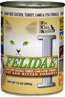 Felidae Grain-Free Cat and Kitten Canned Food, Chicken Turkey Lamb & Fish, 13 oz, 12 Pack