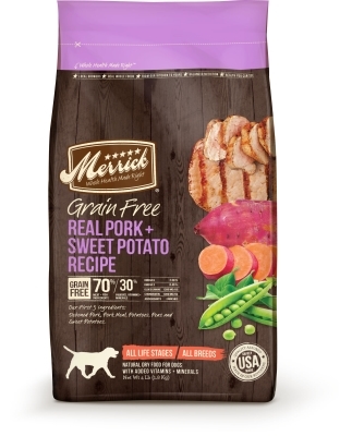 Merrick Grain-Free Real Pork &amp; Sweet Potato Dry Dog Food Recipe, 4 lbs