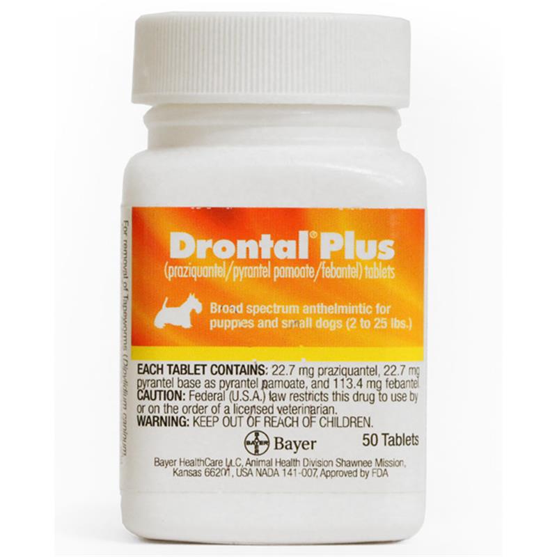 Drontal Plus for Dogs 2-25 lbs, 50 Tablets | 22.7 MG