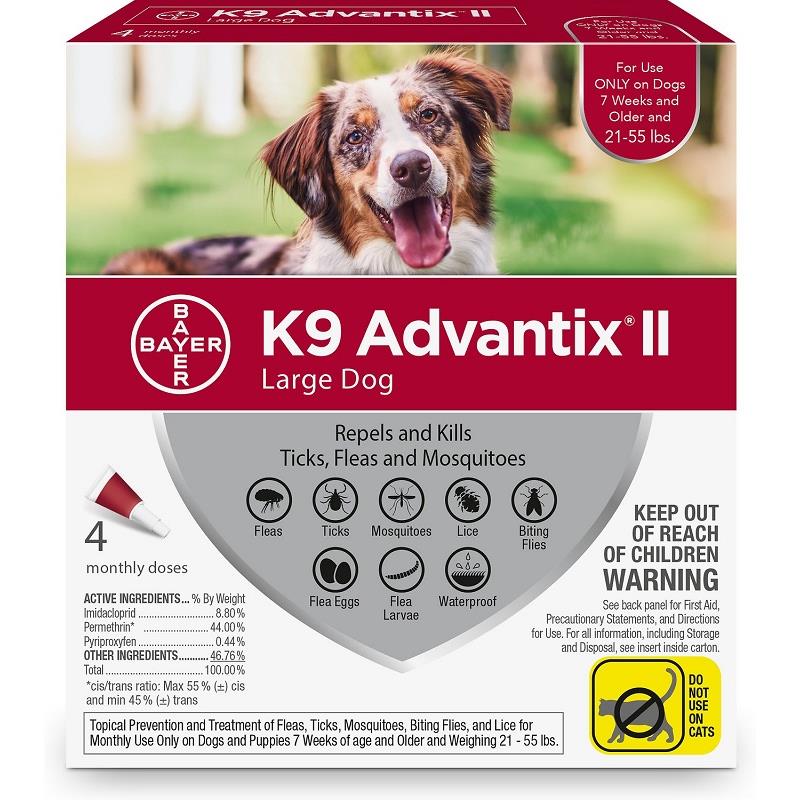 K9 Advantix II for Dogs 21-55 lbs, 4 Pack (Red)