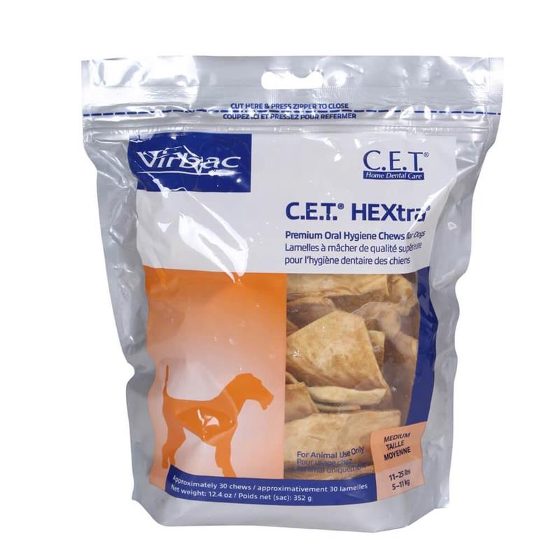CET HEXtra Premium Chews with Chlorhexidine for Dogs, Medium, 30 Chews