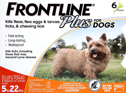 Frontline Plus for Dogs 5-22 lbs, Orange, 6 Pack 