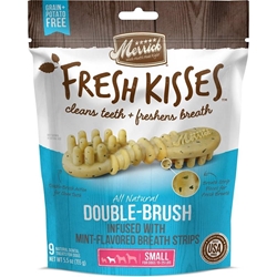 Merrick Fresh Kisses Double-Brush Infused with Mint Breath Strips for Small Dogs 15-25 lbs, 9 ct