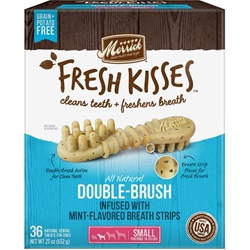 Merrick Fresh Kisses Double-Brush Infused with Mint Breath Strips for Small Dogs 15-25 lbs, 36 ct