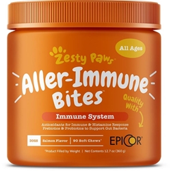 Zesty Paws Aller-Immune Bites Immune System Supplement for Dogs Salmon Flavor, 90 soft chews