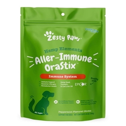 Zesty Paws Hemp Elements Aller-Immune OraStix Immune System Supplement for Dogs Peppermint Flavor Dental Sticks, 25 oz