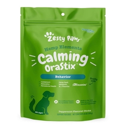 Zesty Paws Hemp Elements Calming OraStix Behavior Supplement for Dogs Peppermint Flavor Dental Sticks, 25 oz