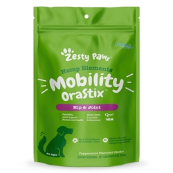 Zesty Paws Hemp Elements Mobility OraStix Hip & Joint Supplement for Dogs Peppermint Flavor Dental Sticks, 12 oz