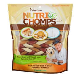 Premium Nutri Chomps 6 Assorted Flavor Mixed Ply Braid Dog Treats, 10 count