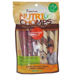 Premium Nutri Chomps 6 Assorted Flavor Mini Twist Dog Treats, 12 count