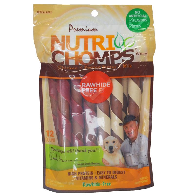 Premium Nutri Chomps 6 Assorted Flavor Mini Twist Dog Treats, 12 count