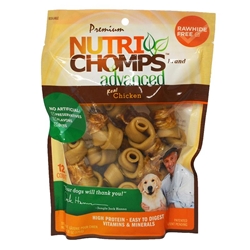 Premium Nutri Chomps Advanced 2.5 Chicken Flavor Mini Knots Wrapped with Real Chicken Dog Treats, 12 count