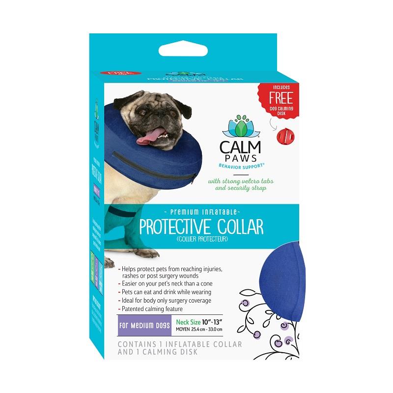 Calm Paws Inflatable Protective Collar with Calming Disk for Dogs, Medium