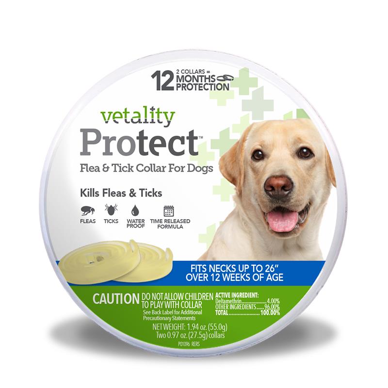 Vetality Protect Flea & Tick Collar for Large Dogs up to 26 Necks, 2 ct