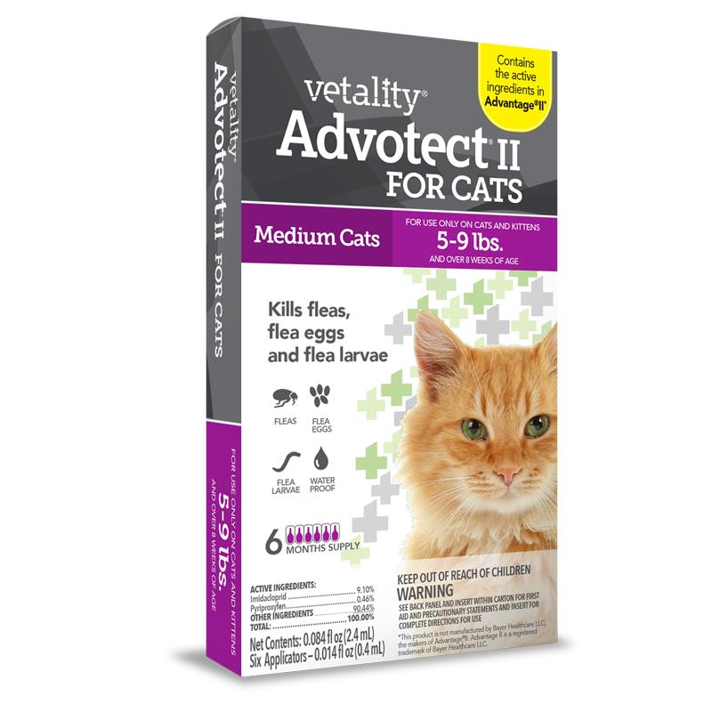 Vetality Advotect II for Medium Cats 5-9 lbs, 6 doses