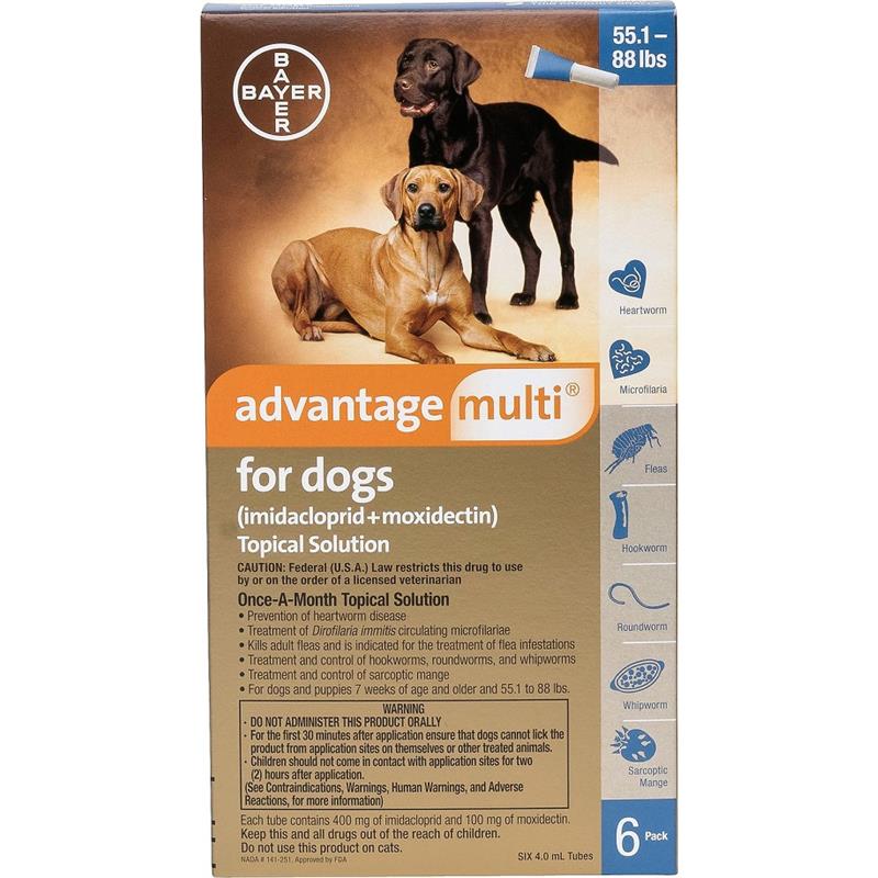 Advantage Multi For Dogs 55-88 lbs, Blue, 6 Pack