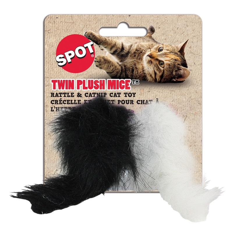 Ethical Pet Spot Twin Plush Mice Rattle & Catnip Black & White Cat Toy