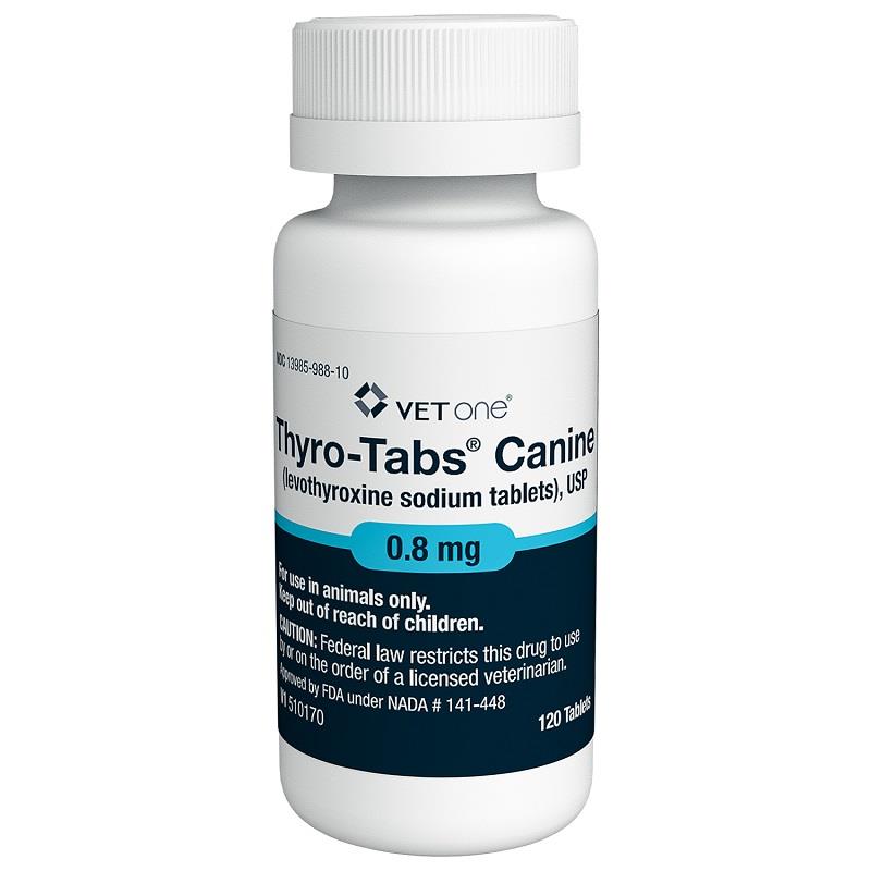VetOne Thyro-Tabs Canine 0.8 mg, 120 ct Blue
