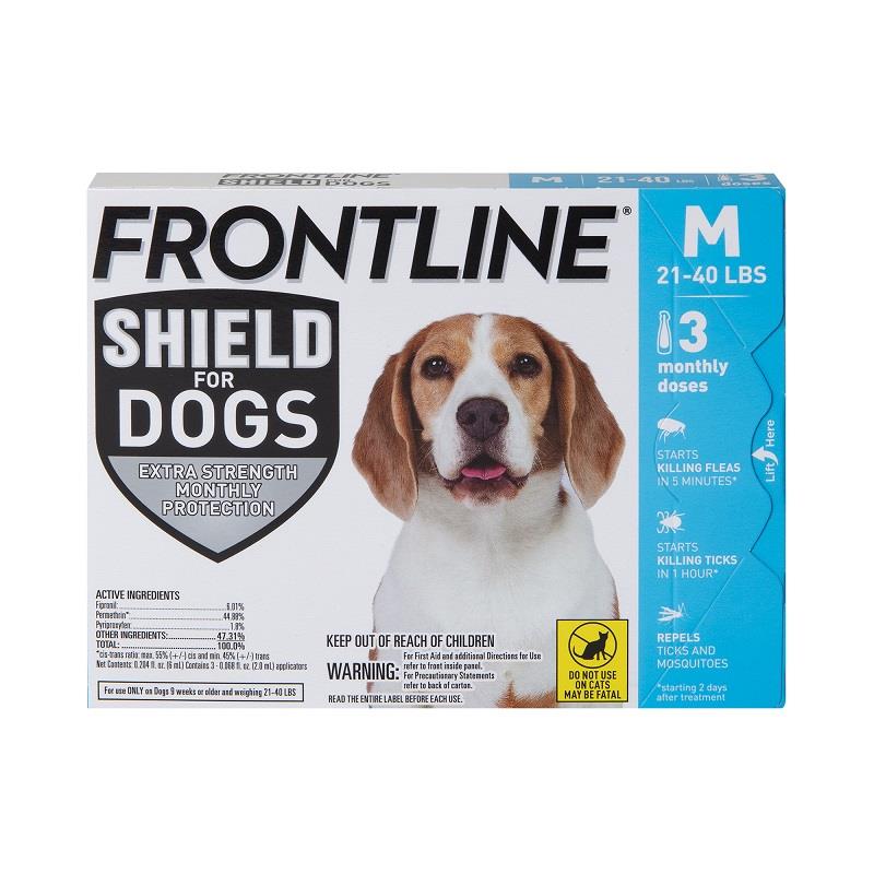 Frontline Shield for Dogs, Medium 21-40 lbs 3 Month Supply