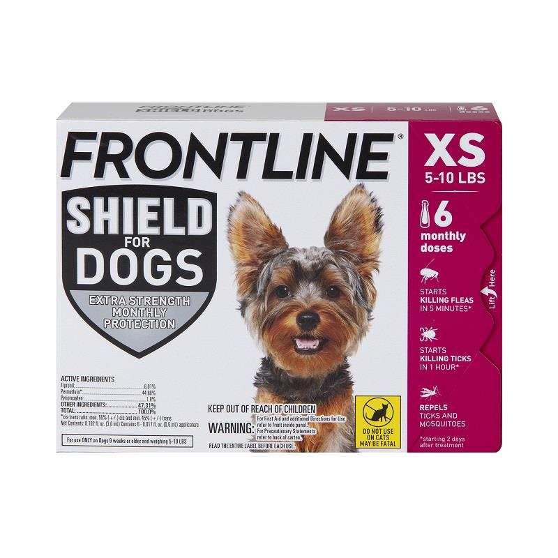 Frontline Shield for Dogs, Extra Small 5-10 lbs 6 Month Supply
