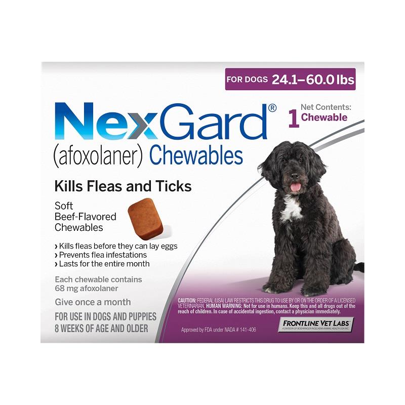 Nexgard for Dogs 24.1 - 60.0 lbs, 1 Month Supply