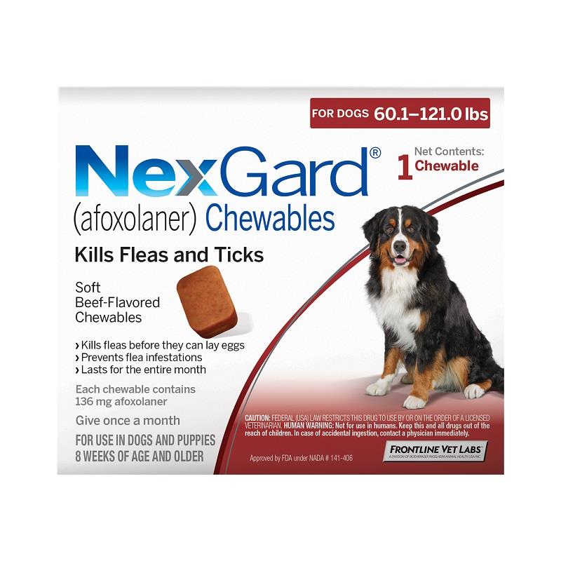 Nexgard for Dogs 60.1 - 121.0 lbs, 1 Month Supply