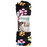 Ethical Pet Spot Snuggler Patterned Dog Blanket Black Rainbow Paws 40x60