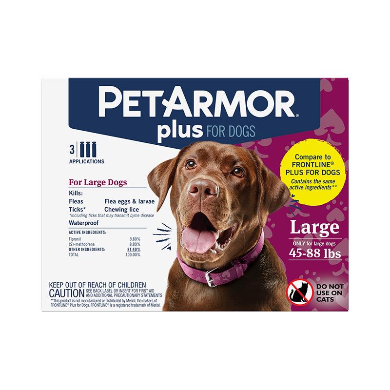 PetArmor Plus Flea and Tick Prevention for Large Breed Dogs (45 to 88 Pounds) Topical, 3 Monthly Treatments