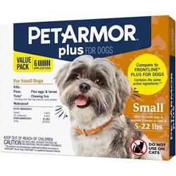 PetArmor Plus Flea and Tick Treatment for Small Dogs with Fipronil (5 to 22 lbs), 6 Monthly Applications