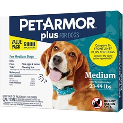 PetArmor Plus Flea and Tick Prevention for Medium Size Dogs (23 to 44 Pounds) Topical, 6 Monthly Treatments