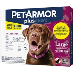 PetArmor Plus Flea and Tick Prevention for Large Breed Dogs (45 to 88 Pounds) Topical, 6 Monthly Treatments