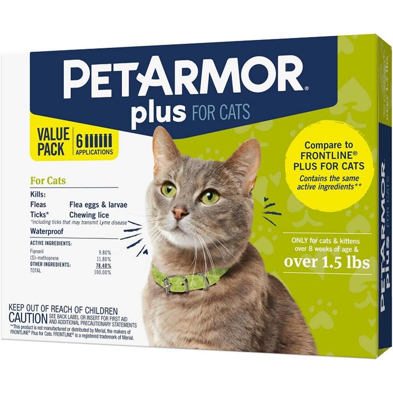 PetArmor Plus Flea and Tick Prevention for Cats (Over 1.5 Pounds) Topical, 6 Monthly Treatments