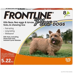 Frontline Plus For Dogs 5 - 22 lbs 8 Month Supply Orange